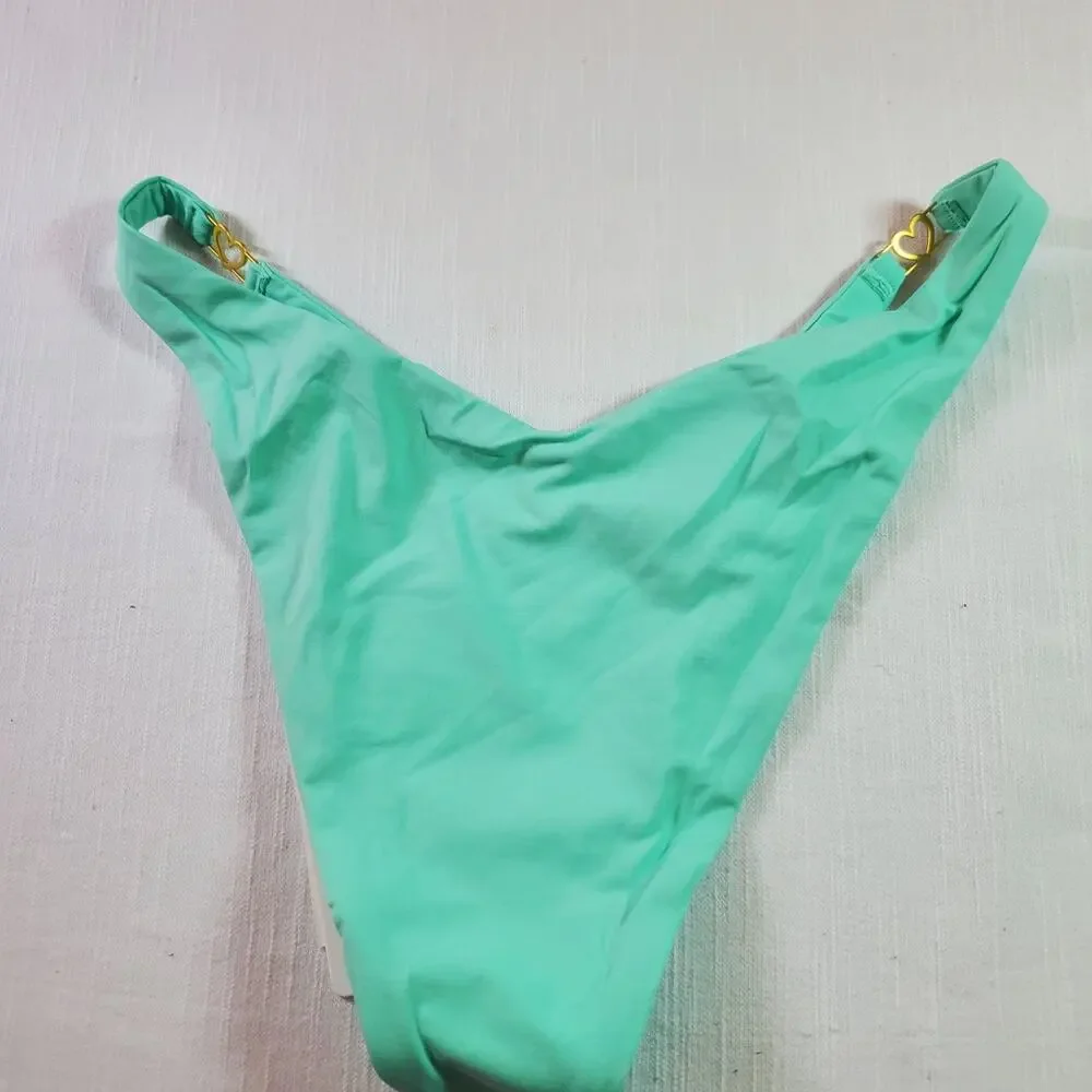 L*Space Monica Wise Mint Green Teal Bikini Bottom Swimsuit Small S Womens NWT